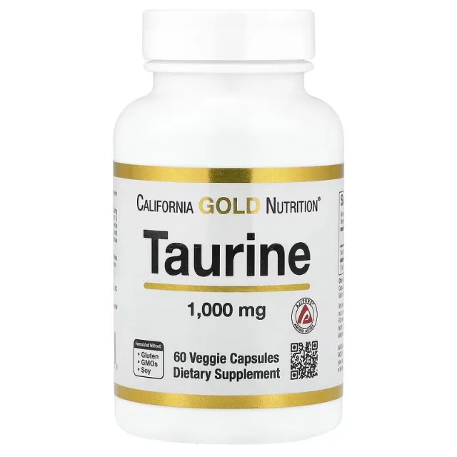 Таурин California Gold Nutrition L-Taurine 1000 mg, 60 вегакапсул