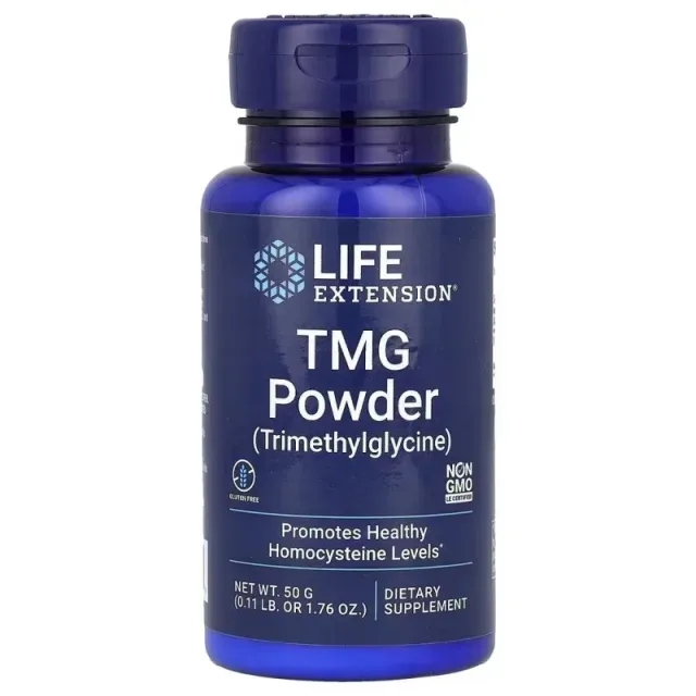 Триметилгліцин Life Extension TMG Powder, 50 грам для підтримки серцево-судинної системи