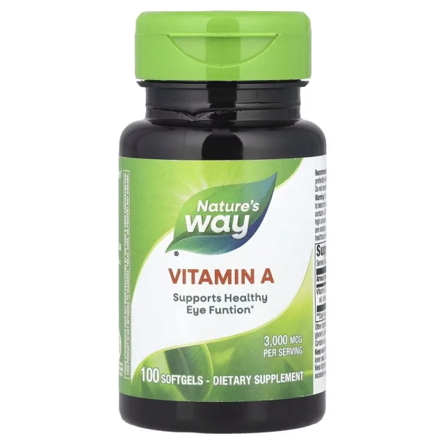 Витамин А Nature's Way Vitamin A 3000 mcg, 100 капсул для поддержки глаз и иммунной системы