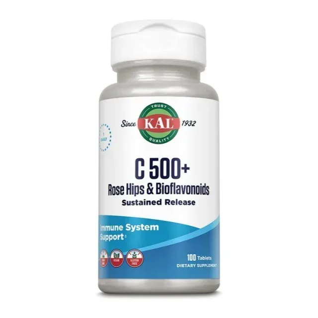 Витамин C с шиповником и биофлавоноидами KAL C 500 + Rose Hips & Bioflavonoids, 100 таблеток