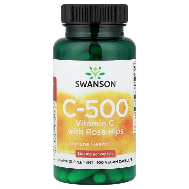Вітамін C Swanson Vitamin C with Rose Hips 500 mg, 100 капсул