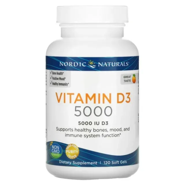 Витамин D3 Nordic Naturals Vitamin D3 5000 IU, 120 капсул - Апельсин