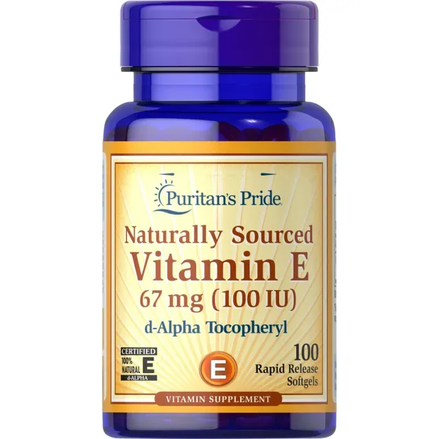Vitamin E 100 IU (67 mg) Naturally Sourced, 100 капсул