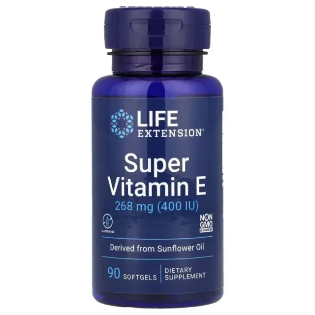 Вітамін Е Life Extension Super Vitamin E 268 mg, 90 капсул для підтримки серця, мозку та імунної системи