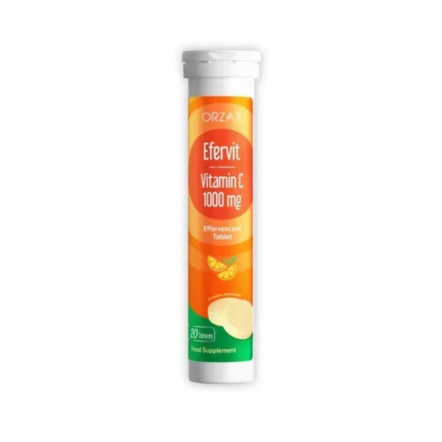 Вітамін С Orzax Efervit Vitamin C, 20 шипучіх таблеток для підтримки імунної системи