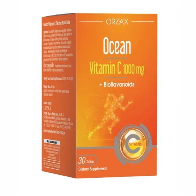 Вітамін С Orzax Ocean Vitamin C 1000 mg, 30 таблеток для підтримки імунної системи