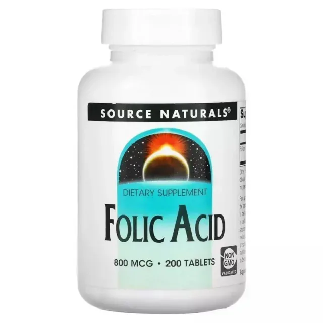 Вітамін В9 Source Naturals Folic Acid 800 mcg, 200 таблеток