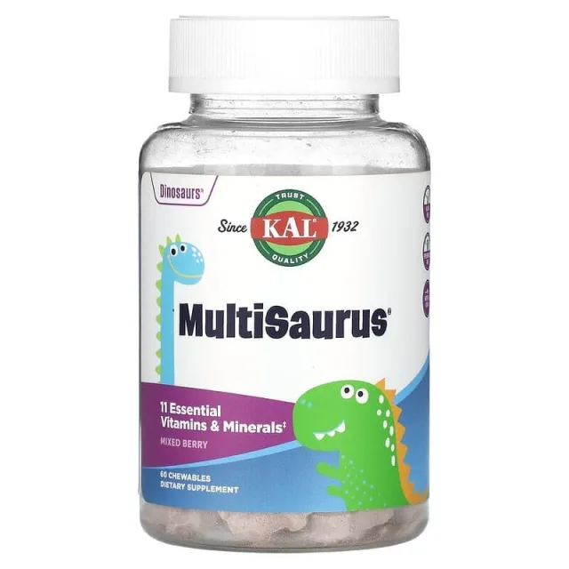 Витамины для детей KAL MultiSaurus, 60 жевательных таблеток - Ягоды, виноград и апельсин