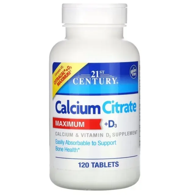 Вітаміни та мінерали 21st Century Calcium Citrate +D3 Maximum, 120 таблеток