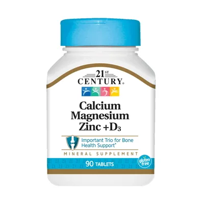 Вітаміни та мінерали 21st Century Calcium Magnesium Zinc + D3, 90 таблеток