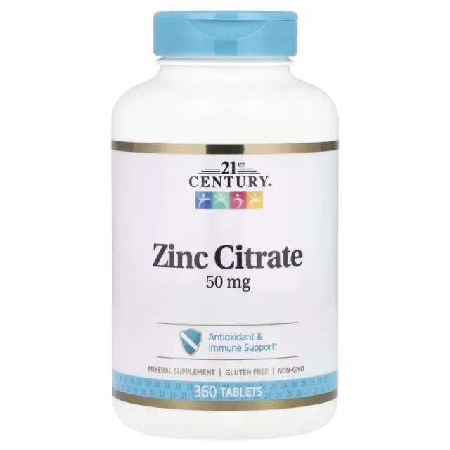 Вітаміни та мінерали 21st Century Zinc Citrate 50 mg, 360 таблеток