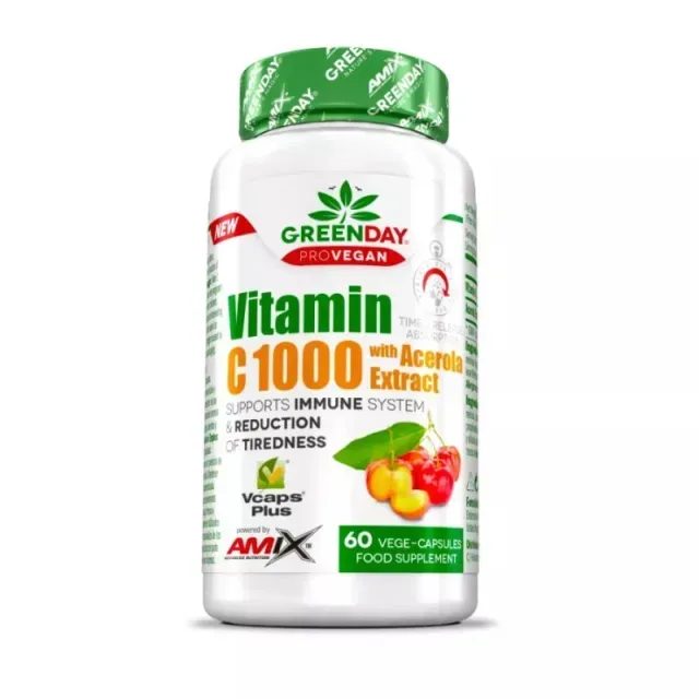 Витамины и минералы AMIX GreenDay ProVegan Vitamin C 1000 mg with Acerola, 60 капсул