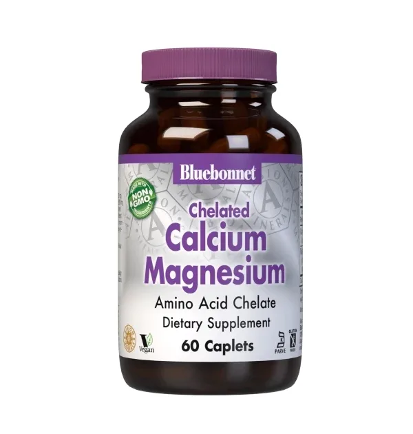 Вітаміни та мінерали Bluebonnet Nutrition Albion Chelated Calcium Magnesium, 60 каплет