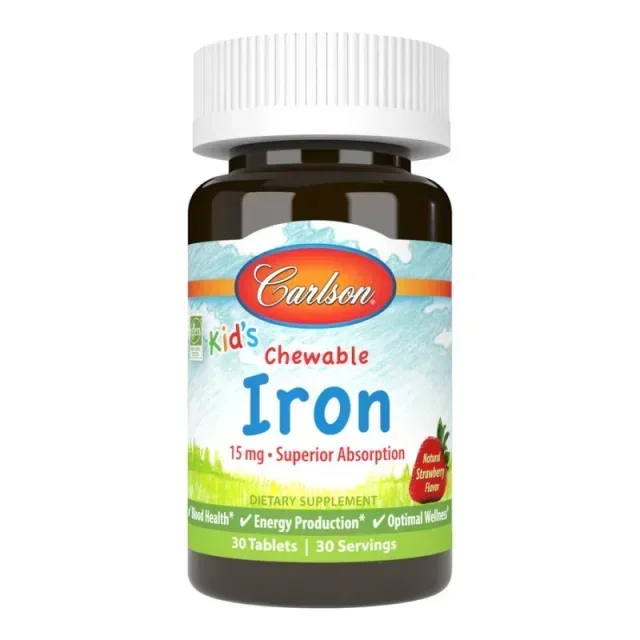 Вітаміни та мінерали Carlson Labs Kid's Chewable Iron, 30 таблеток - Полуниця