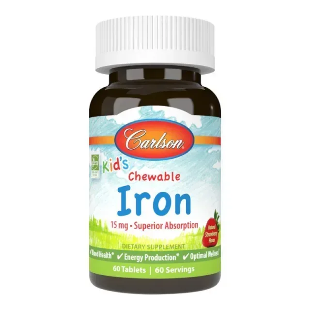 Вітаміни та мінерали Carlson Labs Kid's Chewable Iron, 60 таблеток - Полуниця