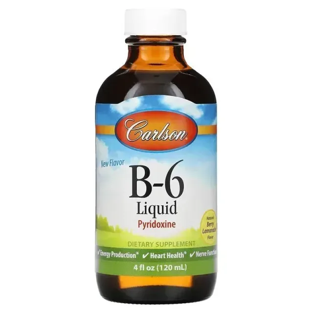 Вітаміни та мінерали Carlson Labs Vitamin B6 Liquid, 120 мл - Ягідний лимонад