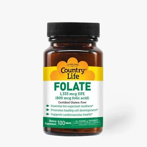 Витамины и минералы Country Life Folic Acid, 100 таблеток