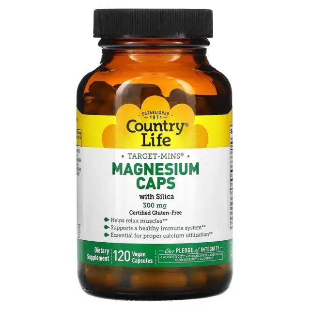 Витамины и минералы Country Life Target-Mins Magnesium Caps 300 mg with Silica, 120 вегакапсул
