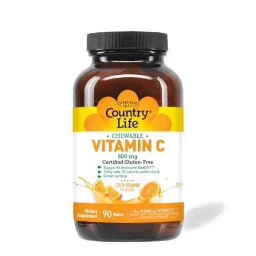 Витамины и минералы Country Life Vitamin C 500 mg, 90 жевательных таблеток - Апельсин