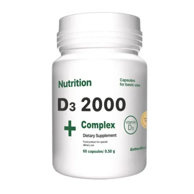 Вітаміни та мінерали EntherMeal D3 2000 Complex+, 60 капсул