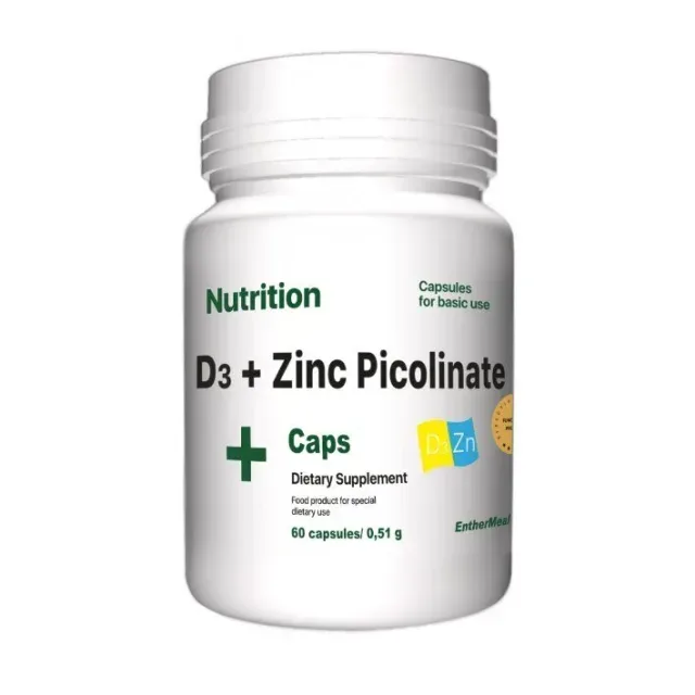 Вітаміни та мінерали EntherMeal D3 + Zinc Picolinate, 60 капсул
