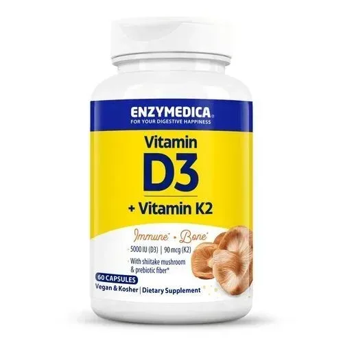Вітаміни та мінерали Enzymedica Vitamin D3 + Vitamin K2, 60 капсул