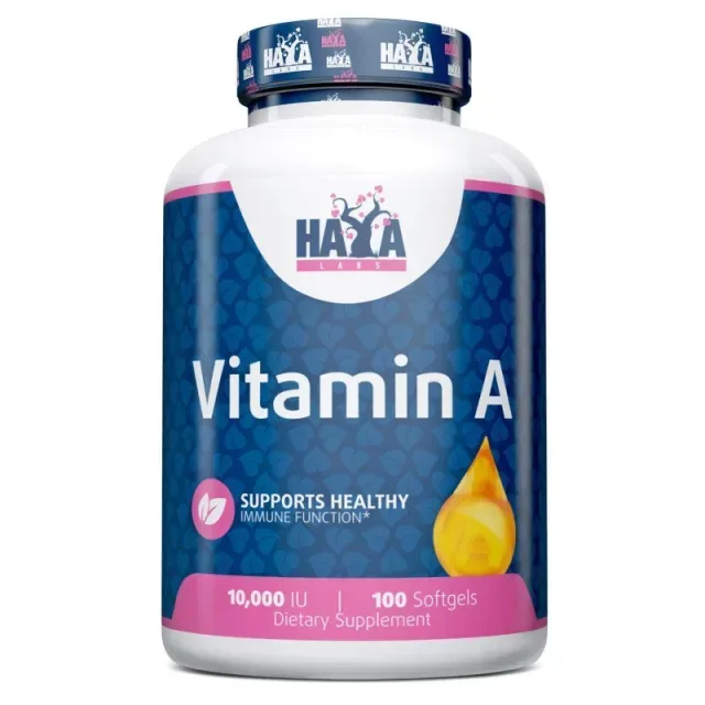 Витамины и минералы Haya Labs Vitamin A 10000 IU, 100 капсул