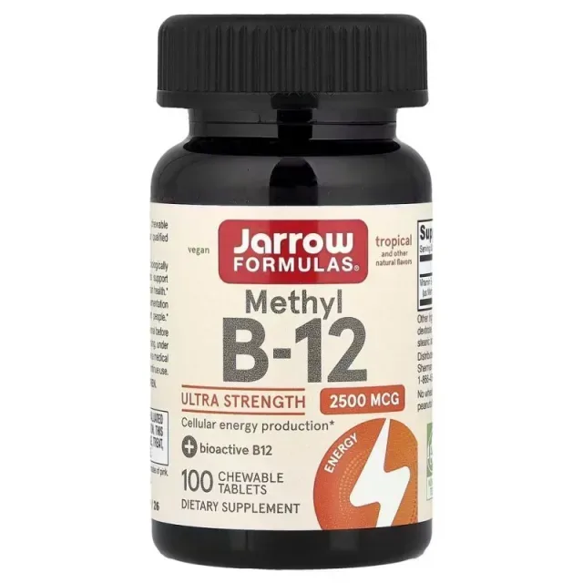 Вітаміни та мінерали Jarrow Formulas Vegan Methyl B-12 2500 mcg, 100 жувальних таблеток - Тропічний