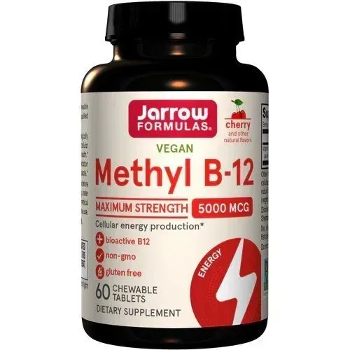 Витамины и минералы Jarrow Formulas Vegan Methyl B-12 5000 mcg, 60 жевательных таблеток - Вишня