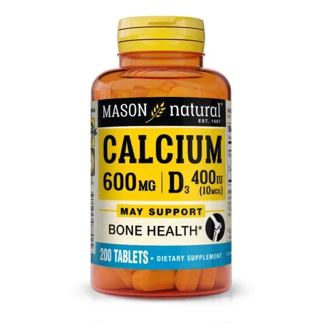 Вітаміни та мінерали Mason Natural Calcium 600 mg mg Plus Vitamin D3, 200 таблеток