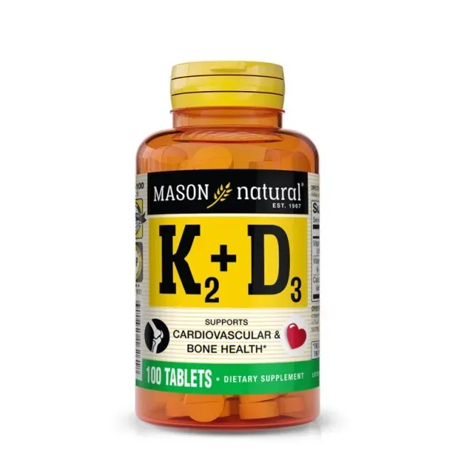 Витамины и минералы Mason Natural Vitamin K2 100 mcg plus Vitamin D3, 100 таблеток