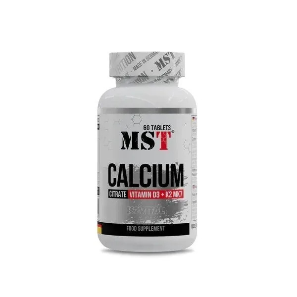 Вітаміни та мінерали MST Nutrition Calcium Citrate + Vitamin D3 + K2 MK7, 60 таблеток