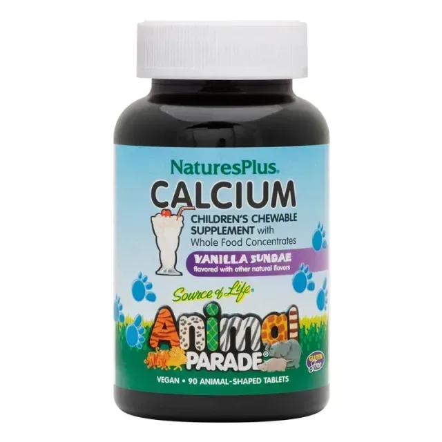 Вітаміни та мінерали Natures Plus Animal Parade Calcium Children’s Chewables, 90 жувальних таблеток ваніль