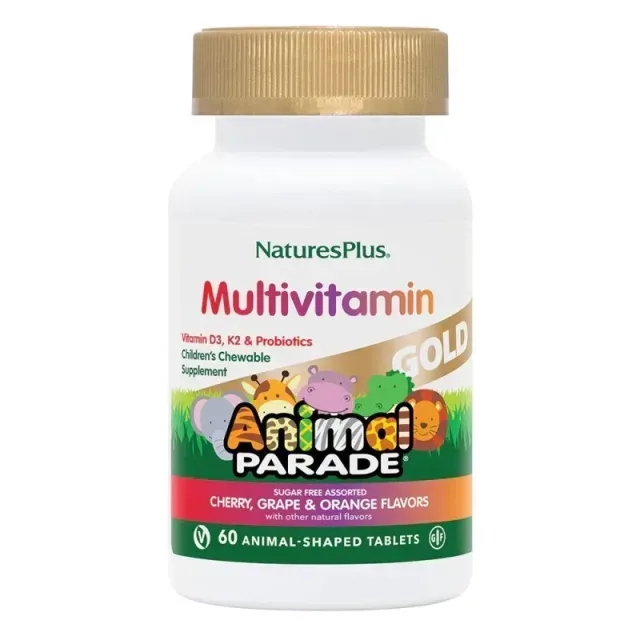 Витамины и минералы Natures Plus Animal Parade GOLD Multivitamin Children’s Chewables, 60 жевательных таблеток - Вишня