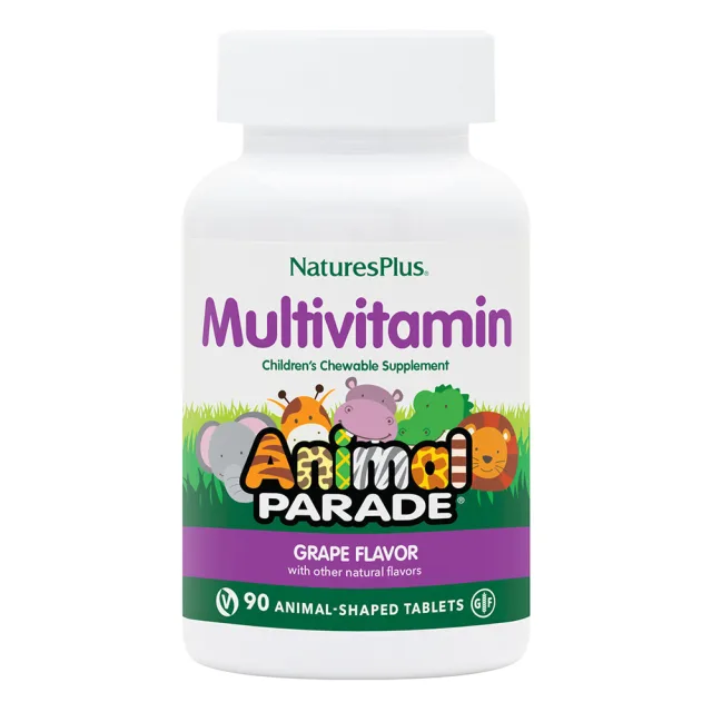 Вітаміни та мінерали Natures Plus Animal Parade Multivitamin Children’s Chewables, 90 жувальних таблеток - Виноград