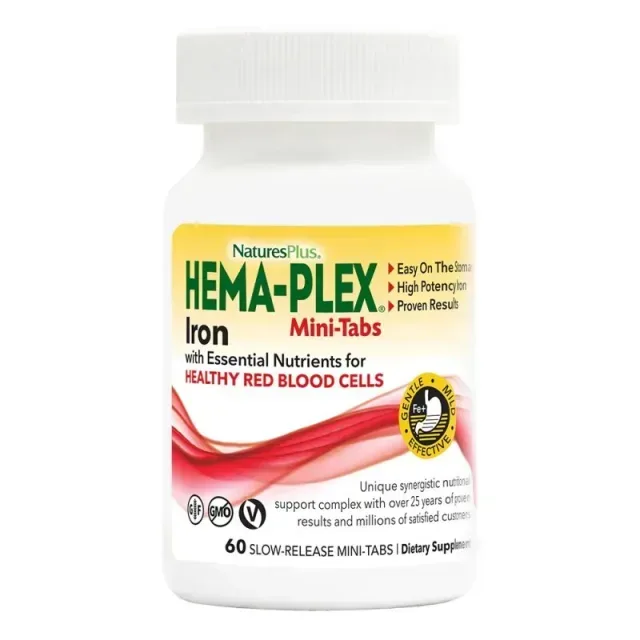 Вітаміни та мінерали Natures Plus Hema-Plex, 60 мінітаблеток