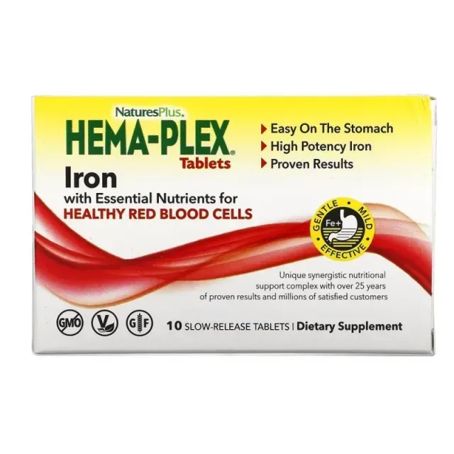 Вітаміни та мінерали Natures Plus Hema-Plex, 10 таблеток