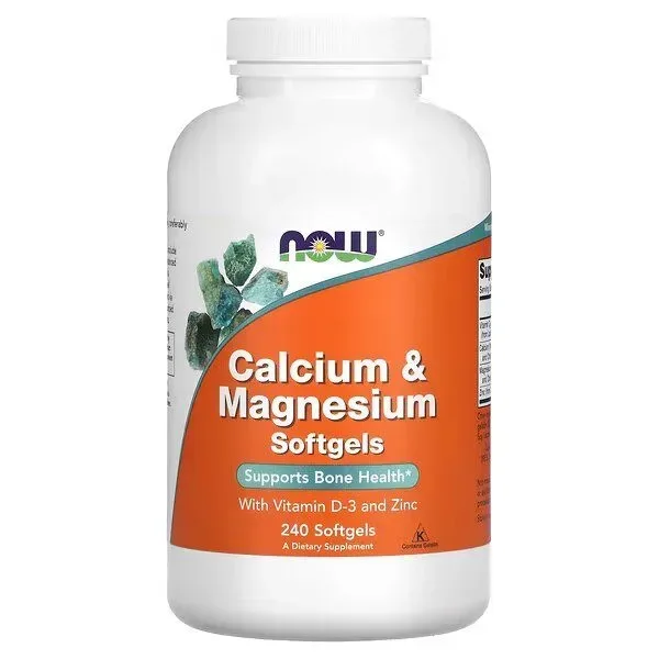 Вітаміни та мінерали NOW Calcium & Magnesium Softgels, 240 капсул