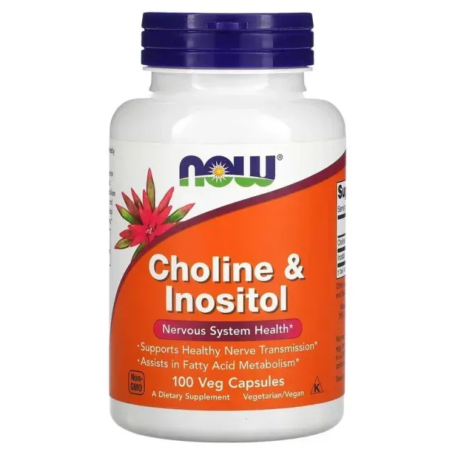 Вітаміни та мінерали NOW Choline & Inositol, 100 вегакапсул