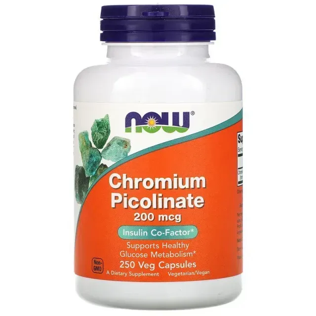 Вітаміни та мінерали NOW Chromium Picolinate, 250 вегакапсул