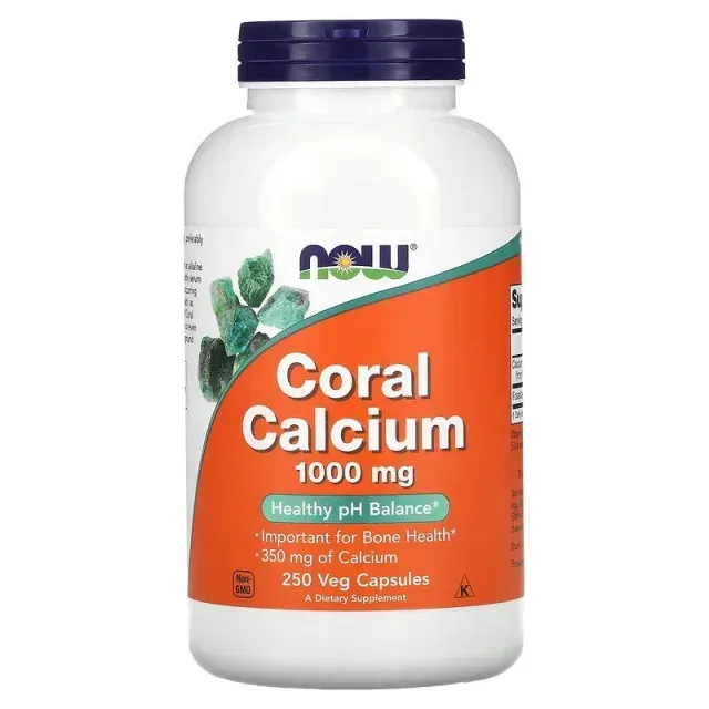 Вітаміни та мінерали NOW Coral Calcium 1000 mg, 250 вегакапсул
