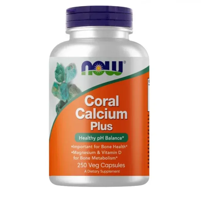 Вітаміни та мінерали NOW Coral Calcium Plus, 250 вегакапсул