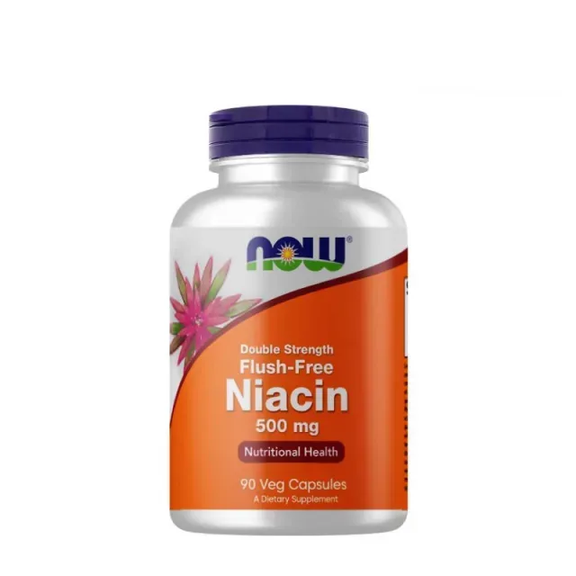 Вітаміни та мінерали NOW Flush-Free Niacin 500 mg Double Strength, 90 вегакапсул
