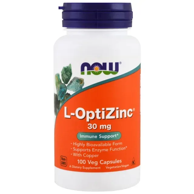Вітаміни та мінерали NOW L-OptiZinc 30 mg, 100 вегакапсул