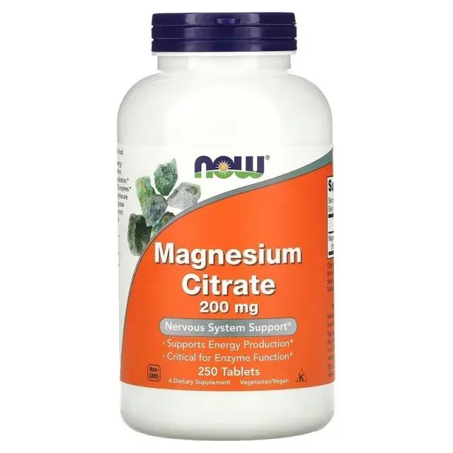 Витамины и минералы NOW Magnesium Citrate 200 mg, 250 таблеток