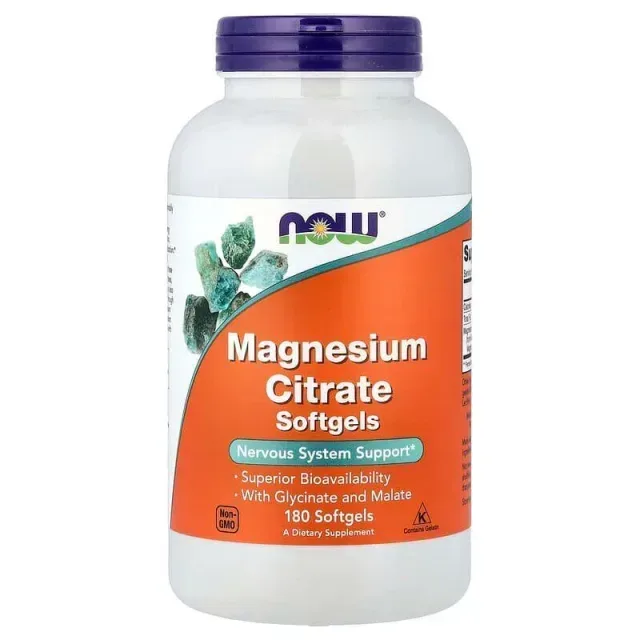 Вітаміни та мінерали NOW Magnesium Citrate 400 mg, 180 капсул