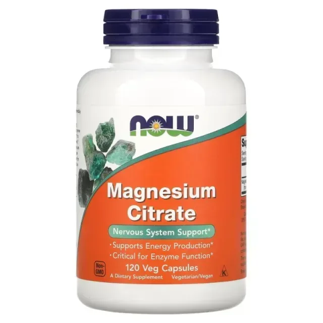 Вітаміни та мінерали NOW Magnesium Citrate 400 mg, 120 вегакапсул