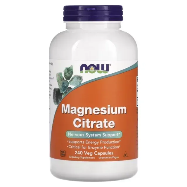 Вітаміни та мінерали NOW Magnesium Citrate 400 mg, 240 вегакапсул
