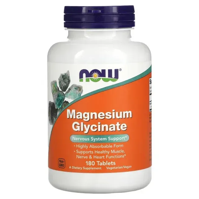 Вітаміни та мінерали NOW Magnesium Glycinate, 180 таблеток