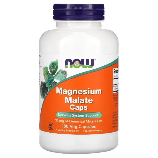 Витамины и минералы NOW Magnesium Malate, 180 вегакапсул